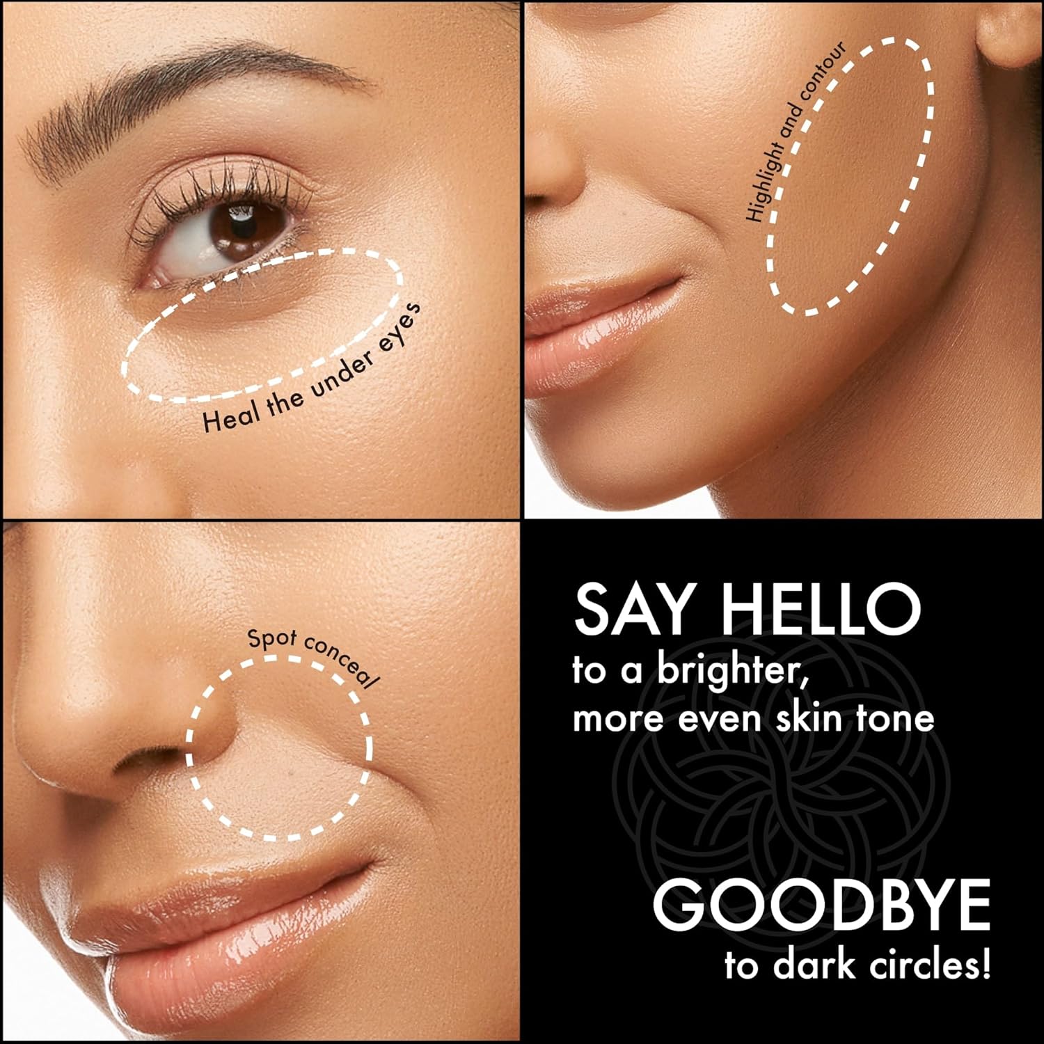 YENSA Skin On Skin BB + CC Full Coverage Concealer - Color Correcting Serum Concealer - Creaseless & Brightening Formula with Hyaluronic Acid & Superfood Complex - Deep Neutral (0.34 Fl oz)